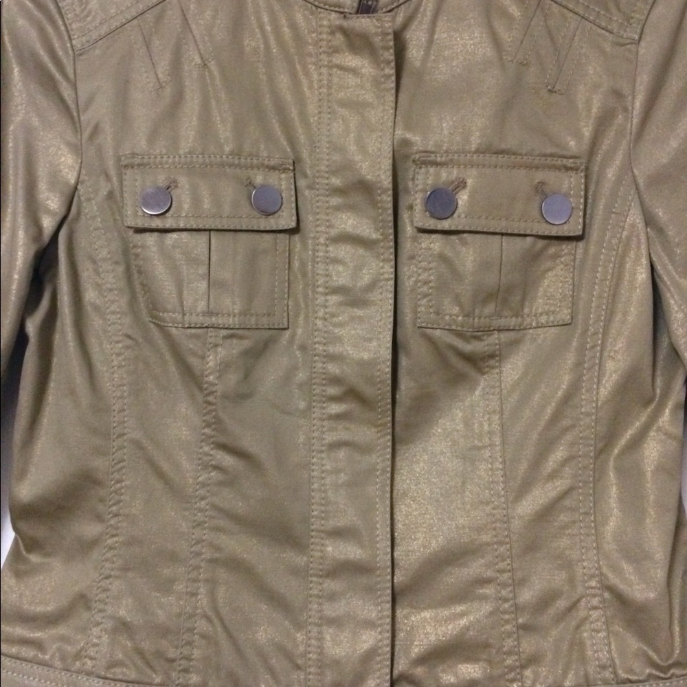 2/$20 Ann Taylor Jacket olive gold STUNNING - Picture 4 of 4